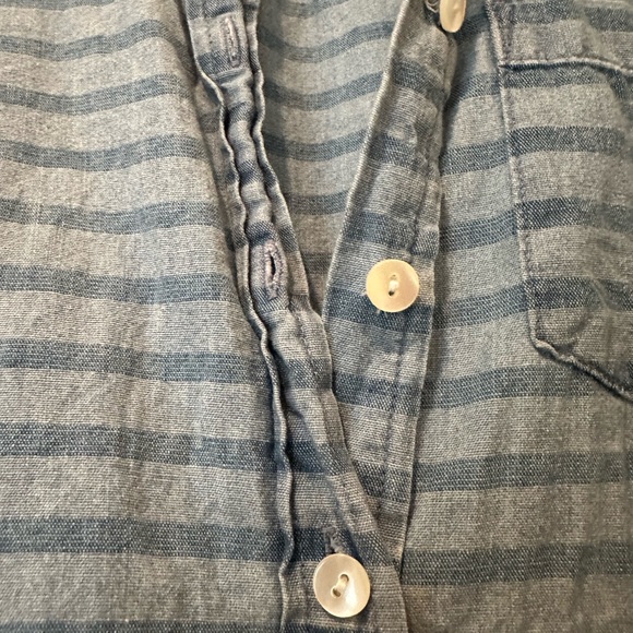 Striped Popover J. Crew Chambray Color Blouse - Picture 4 of 6